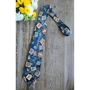 Vintage 90s Disney World Mickey Mouse Stamps Silk Necktie